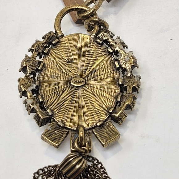 Gerard Yosca Chain Link Tassel Pendant Necklace Vintage Statement Rhinestone - Picture 7 of 11